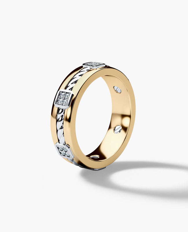 FAIRBANKS Two Tone Gold Wedding Ring with 0.25ct Diamonds