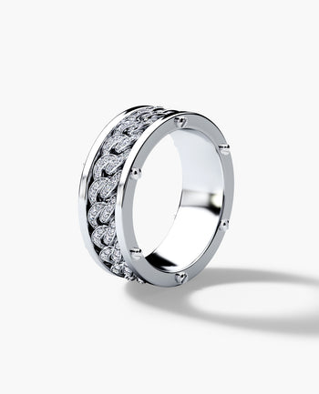 Sample - KENSINGTON Gold Cuban Link Ring with 0.65ct Diamonds