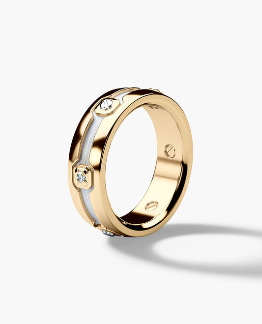 NEWMONT Two Tone Gold Wedding Ring with 0.10ct Diamonds