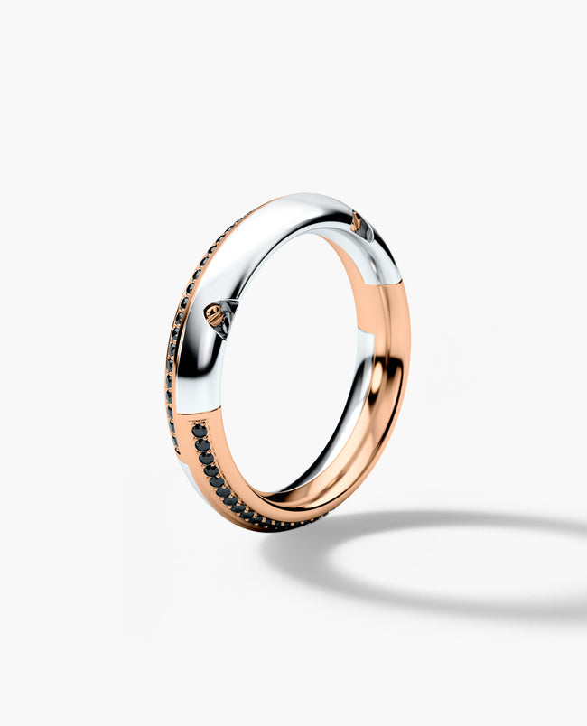 SANTA CRUZ Two Tone Gold Wedding Ring with 0.35ct Black Diamonds