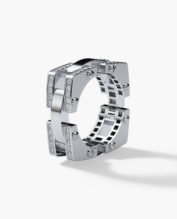 Sample - BINGHAM Gold Square Ring with 1.05ct Diamonds