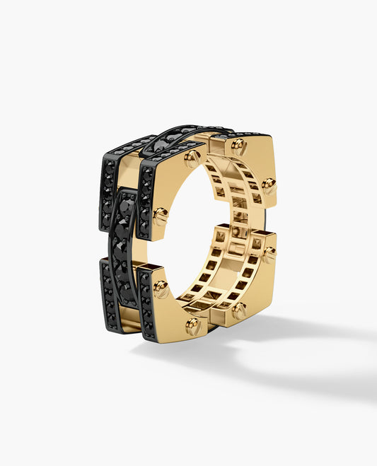 Ready to Ship - BINGHAM Gold Square Ring with 2.15ct Black Diamonds