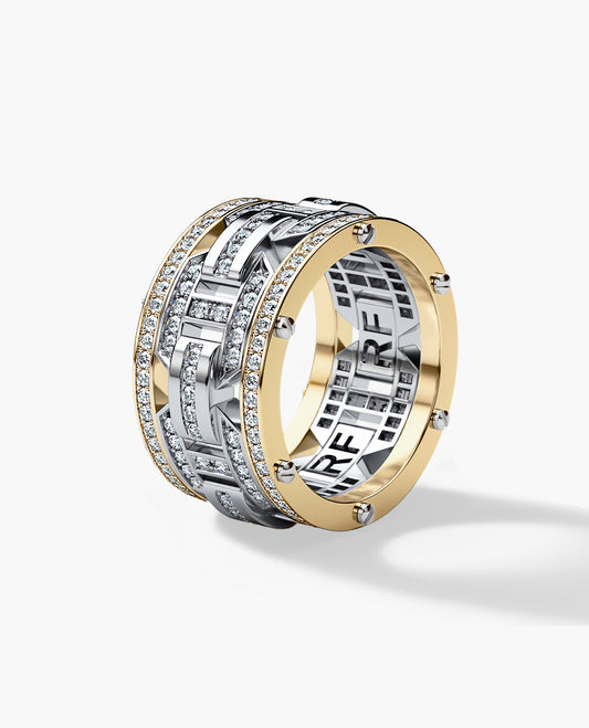 BRIGGS Two-Tone Gold Ring with 2.10ct Diamonds - Wide Version