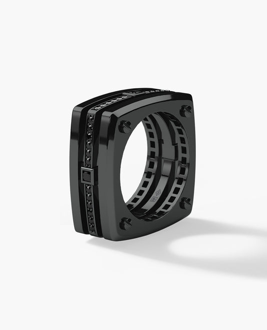 FORT KNOX EverBlak Gold Square Ring with 0.65ct Black Diamonds