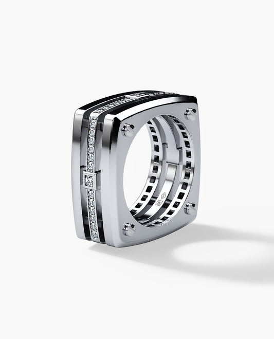 FORT KNOX Gold Square Ring with 0.65ct Diamonds