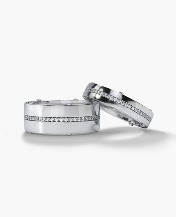 Sample - FRANKLIN Gold Matching Diamond Wedding Band Set