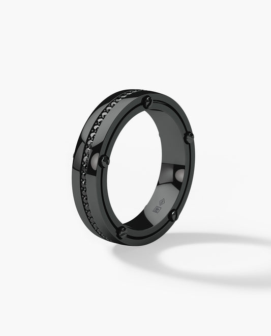 FRANKLIN Comfort Fit EverBlak Black Gold Ring with 0.50ct Black Diamonds - 5mm