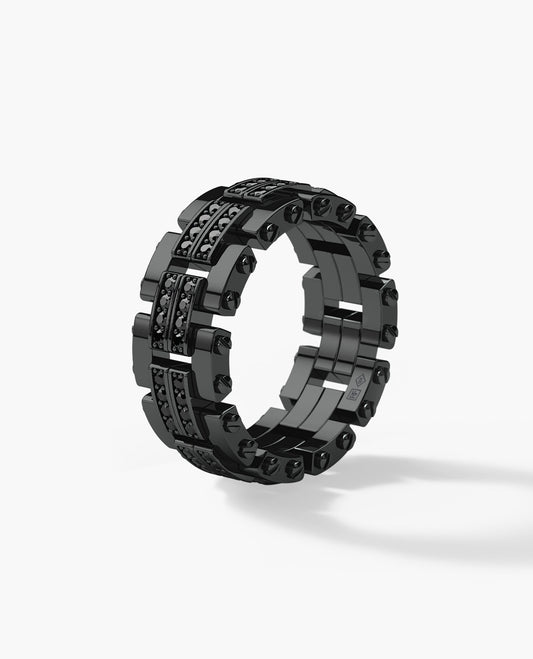 GETCHELL EverBlak Black Gold Ring with 0.80ct Black Diamonds - Wide Version