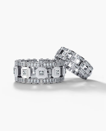 Sample - LA PAZ Gold Matching Diamond Wedding Band Set