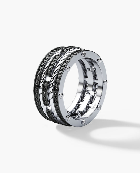 ROPES Gold Ring with 1.45ct Black Diamonds