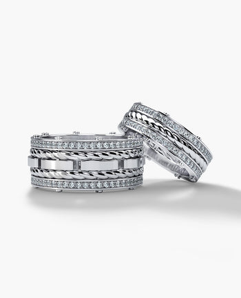 Sample - ROPES Gold Matching Diamond Wedding Band Set