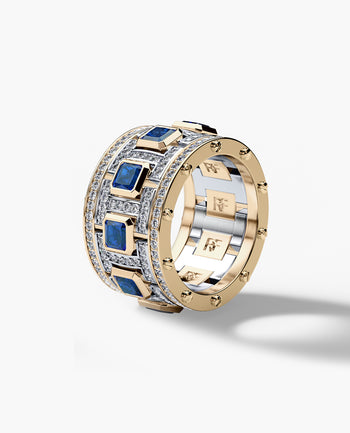 Sample - LA PAZ Two-Tone Gold Ring with 5.75ct Sapphires and Diamonds
