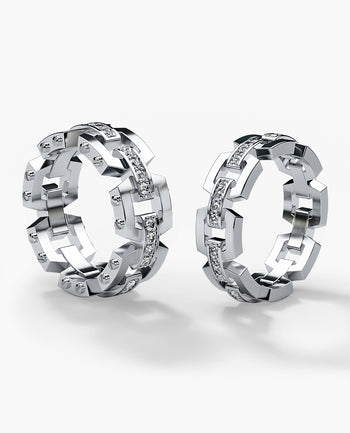 Sample - NORTHSTAR Gold Matching Diamond Wedding Band Set