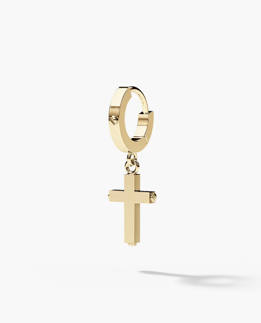 DANGLE Cross Gold Hoop Huggie Earring