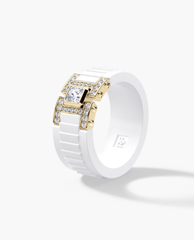 LA PAZ Atomic Silicone & Gold Ring with 0.50ct Diamonds