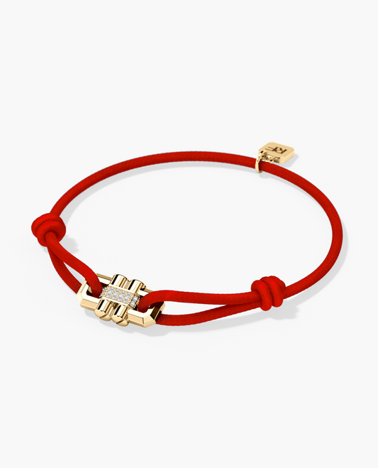 MOSS Cord Bracelet with Gold Charm & 0.12ct Diamonds