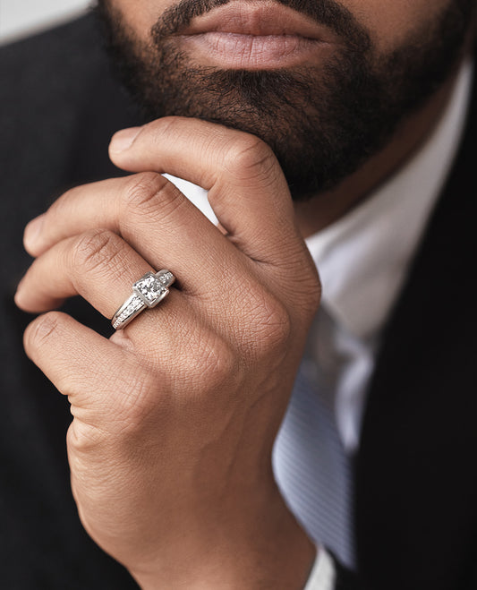 VULTURE Comfort Fit Men's Gold Solitaire Engagement Ring with 1.45ct Diamonds