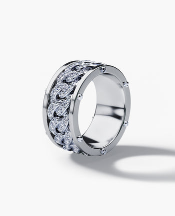 Sample - KENSINGTON Gold Cuban Link Ring with 1.45ct Diamonds