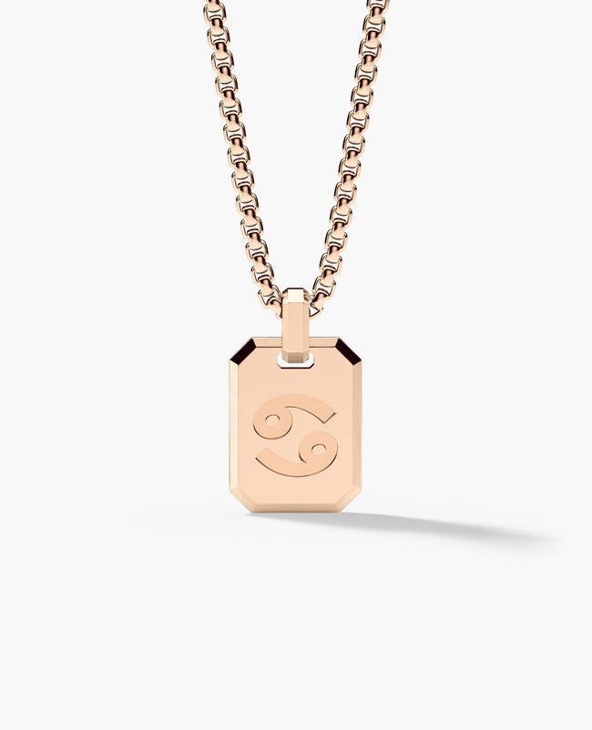 CANCER MINI ZODIAC Dog Tag Gold Pendant