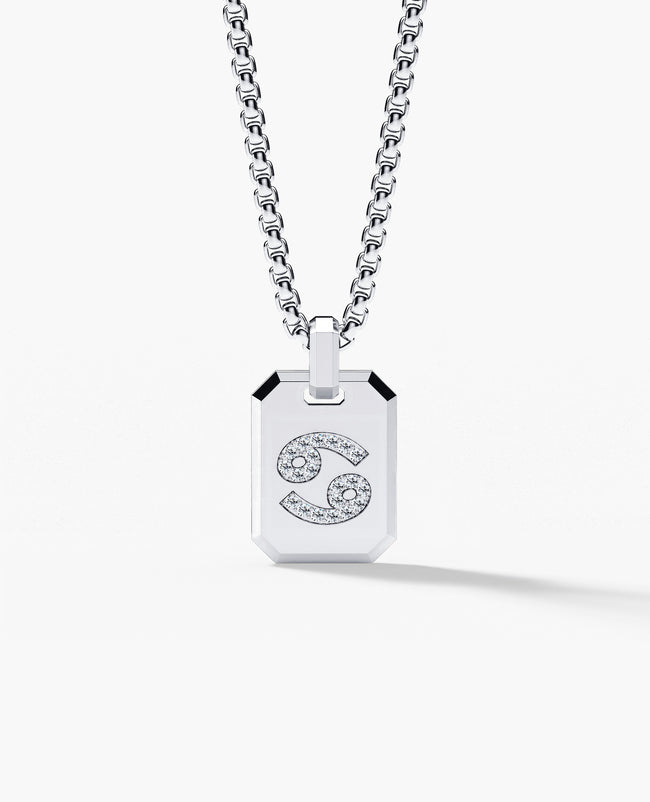 CANCER MINI ZODIAC Dog Tag Gold Pendant with 0.25ct Diamonds