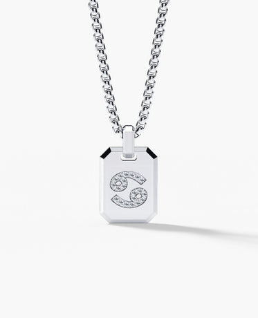 CANCER MINI ZODIAC Dog Tag Gold Pendant with 0.25ct Diamonds