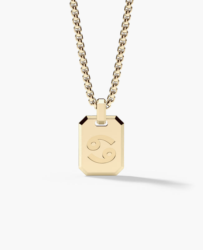 CANCER MINI ZODIAC Dog Tag Gold Pendant