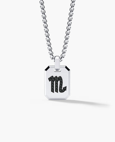 SCORPIO MINI ZODIAC Dog Tag Gold Pendant with 0.25ct Black Diamonds