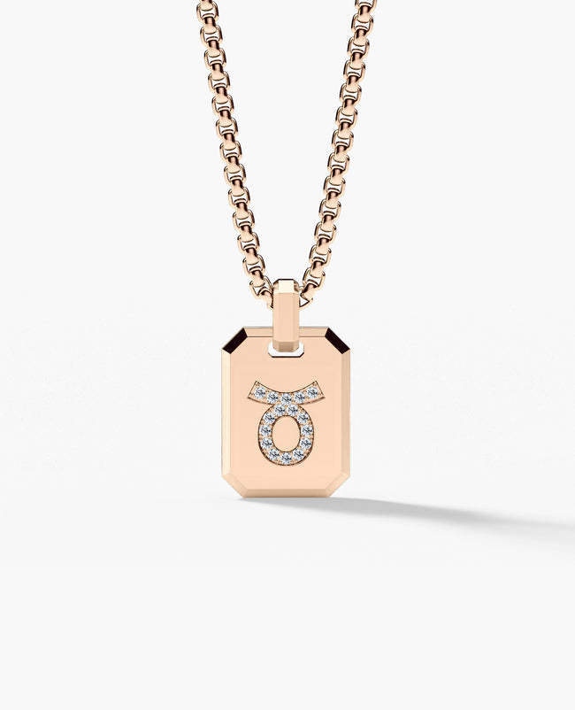 TAURUS MINI ZODIAC Dog Tag Gold Pendant with 0.25ct Diamonds
