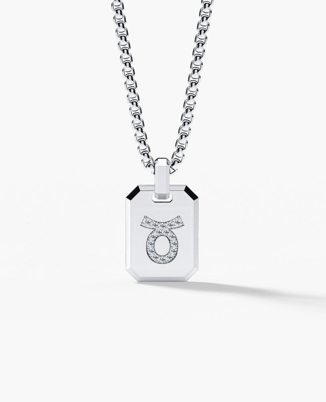 TAURUS MINI ZODIAC Dog Tag Gold Pendant with 0.25ct Diamonds