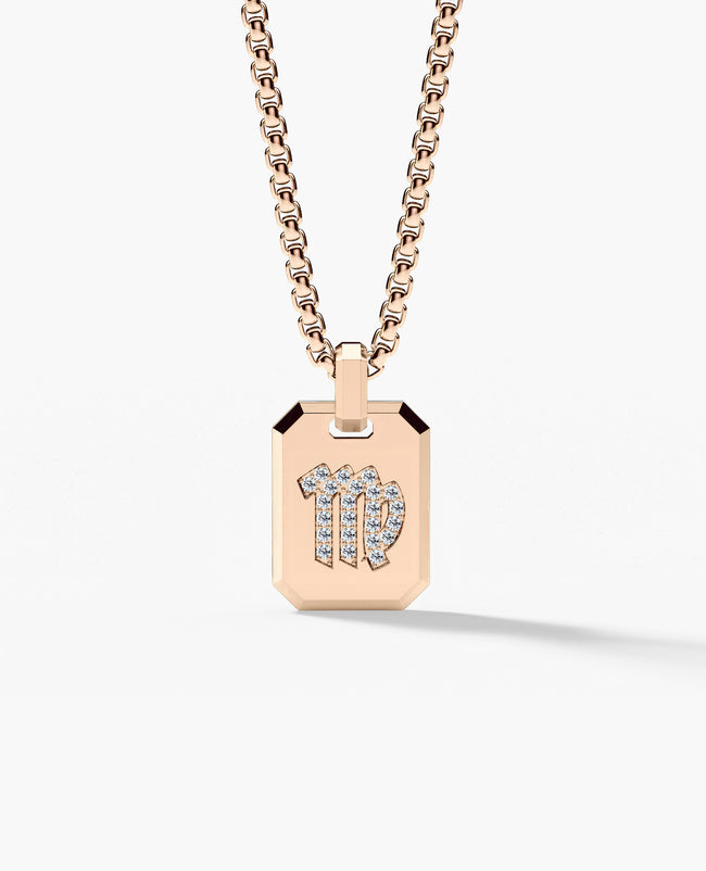 VIRGO MINI ZODIAC Dog Tag Gold Pendant with 0.25ct Diamonds