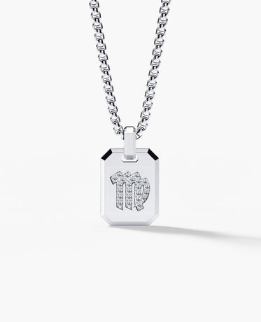 VIRGO MINI ZODIAC Dog Tag Gold Pendant with 0.25ct Diamonds