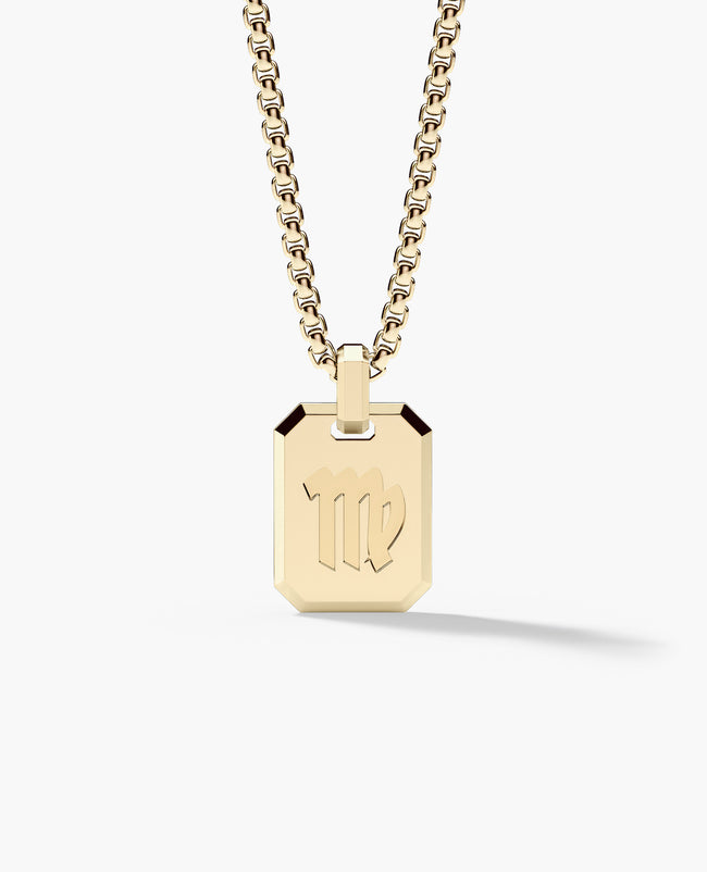 VIRGO MINI ZODIAC Dog Tag Gold Pendant