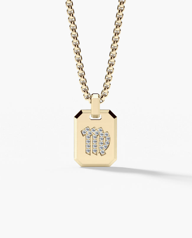VIRGO MINI ZODIAC Dog Tag Gold Pendant with 0.25ct Diamonds