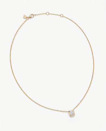LODE Solitaire Bezel Set Floating Princess Cut Diamond Pendant Necklace