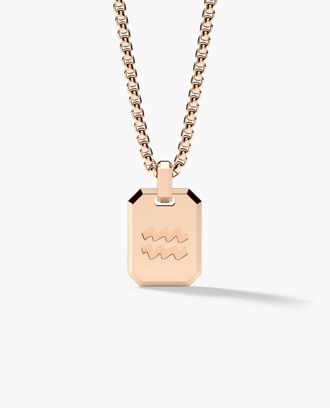 AQUARIUS MINI ZODIAC Dog Tag Gold Pendant