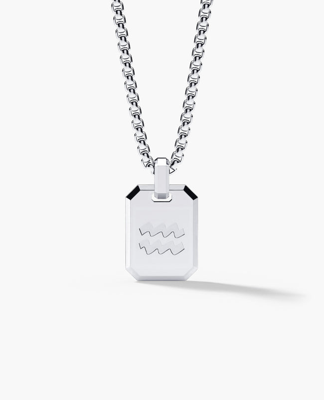 AQUARIUS MINI ZODIAC Dog Tag Gold Pendant