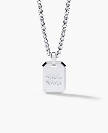AQUARIUS MINI ZODIAC Dog Tag Gold Pendant
