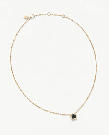 LODE Solitaire Bezel Set Floating Princess Cut Black Diamond Pendant Necklace