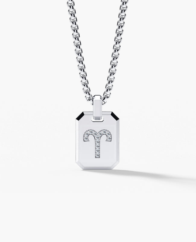 ARIES MINI ZODIAC Dog Tag Gold Pendant with 0.25ct Diamonds