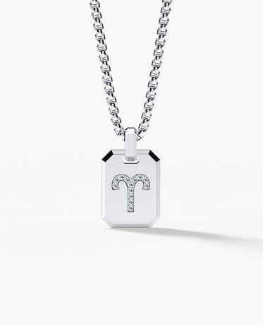 ARIES MINI ZODIAC Dog Tag Gold Pendant with 0.25ct Diamonds