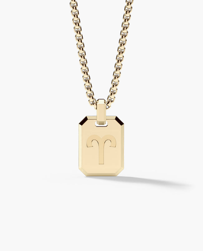 ARIES MINI ZODIAC Dog Tag Gold Pendant
