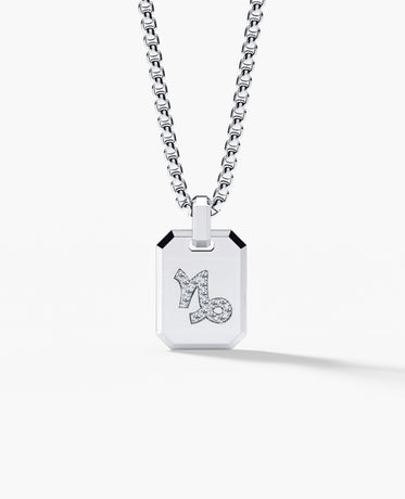 CAPRICORN MINI ZODIAC Dog Tag Gold Pendant with 0.25ct Diamonds