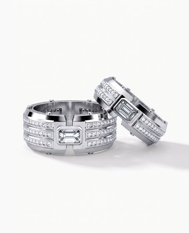 CLEBURNE Diamond Matching Wedding Band Set in Gold and Platinum