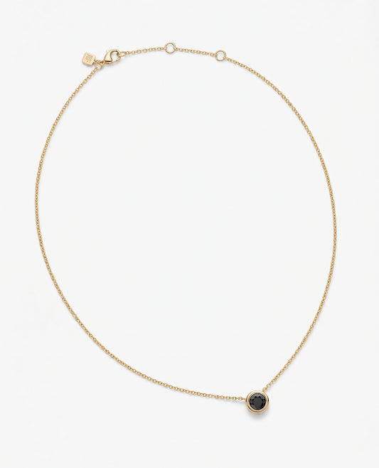 LODE Solitaire Bezel Set Floating Round Cut Black Diamond Pendant Necklace