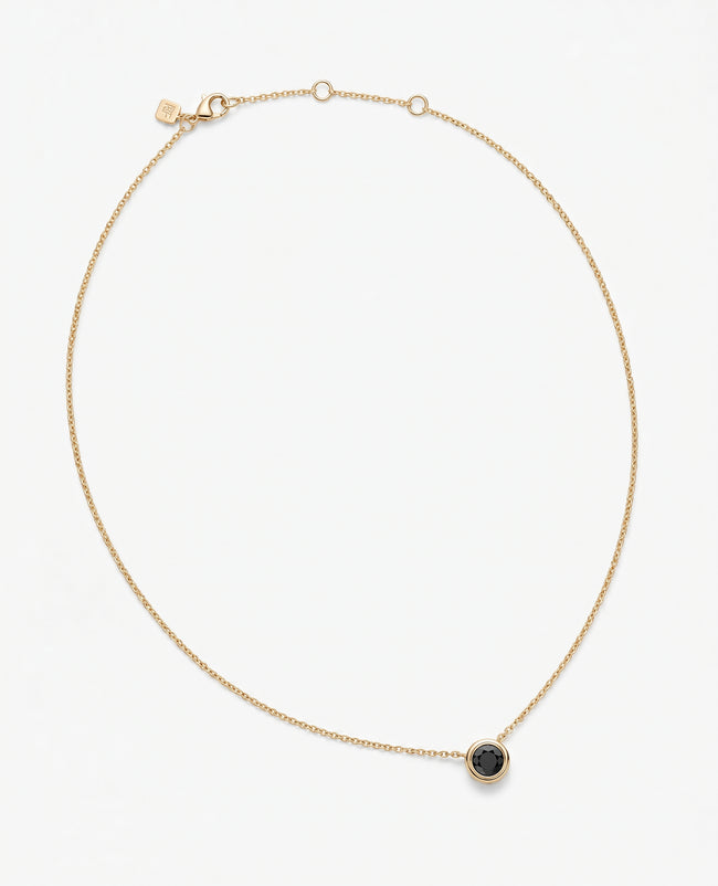 LODE Solitaire Bezel Set Floating Round Cut Black Diamond Pendant Necklace