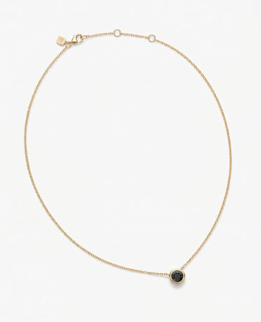 LODE Solitaire Bezel Set Floating Round Cut Black Diamond Pendant Necklace