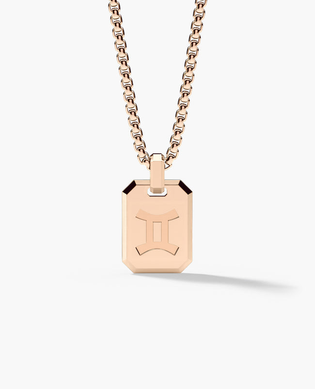 GEMINI MINI ZODIAC Dog Tag Gold Pendant