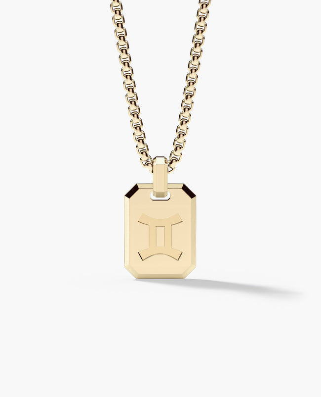 GEMINI MINI ZODIAC Dog Tag Gold Pendant