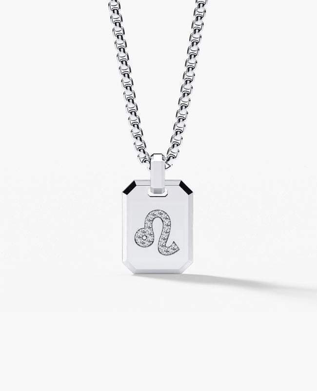 LEO MINI ZODIAC Dog Tag Gold Pendant with 0.25ct Diamonds