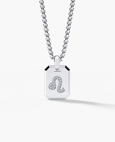 LEO MINI ZODIAC Dog Tag Gold Pendant with 0.25ct Diamonds